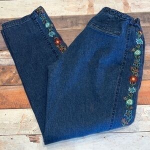 Vintage Denim & Co Embroidery Flower High Rise Jean …… (12)
